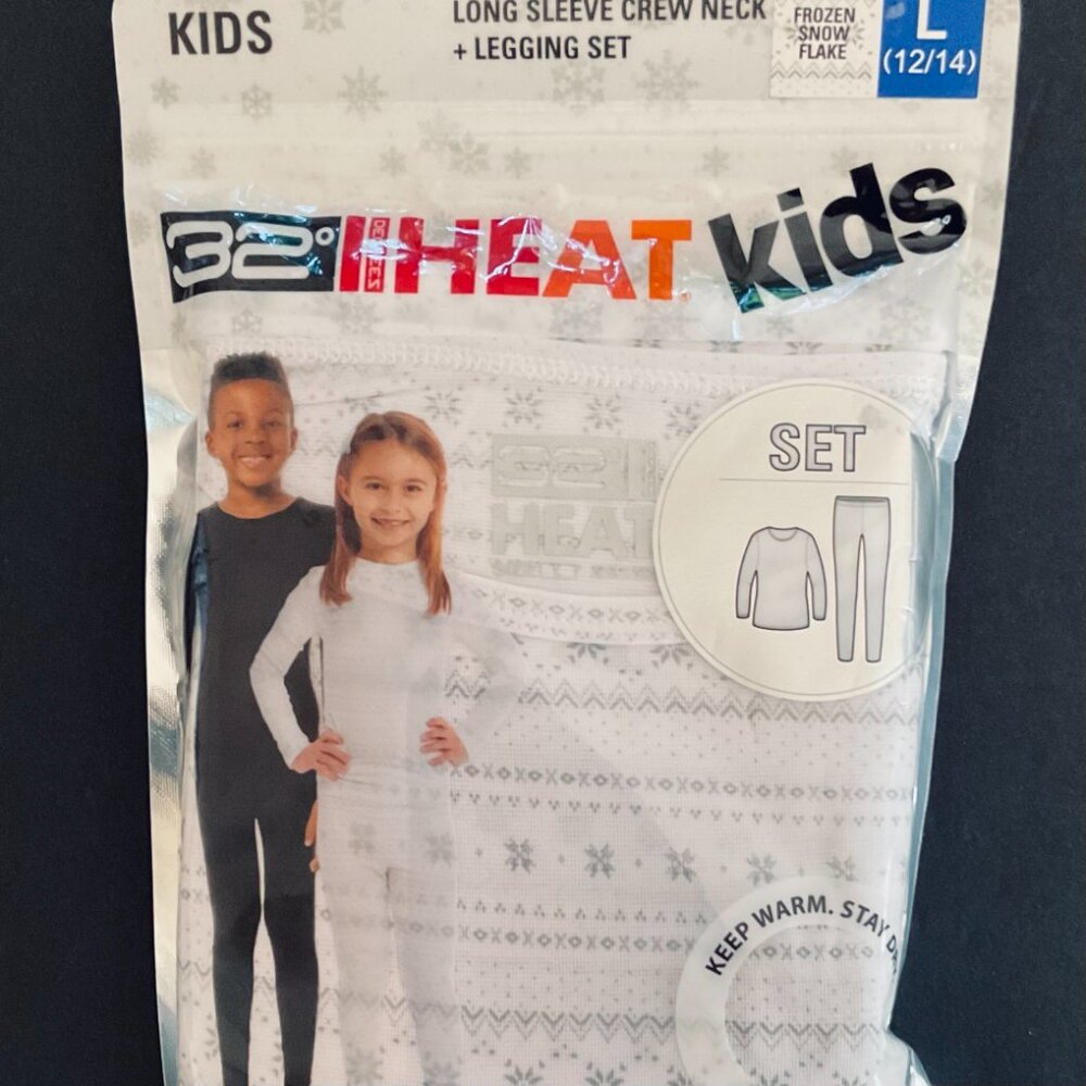 32 DEGREES HEAT Kids Long Sleeve Crew Neck & Legging Set NIP Size 12-14 L